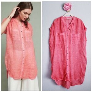 Anthropologie Holding Horses Linen Buttondown Tunic